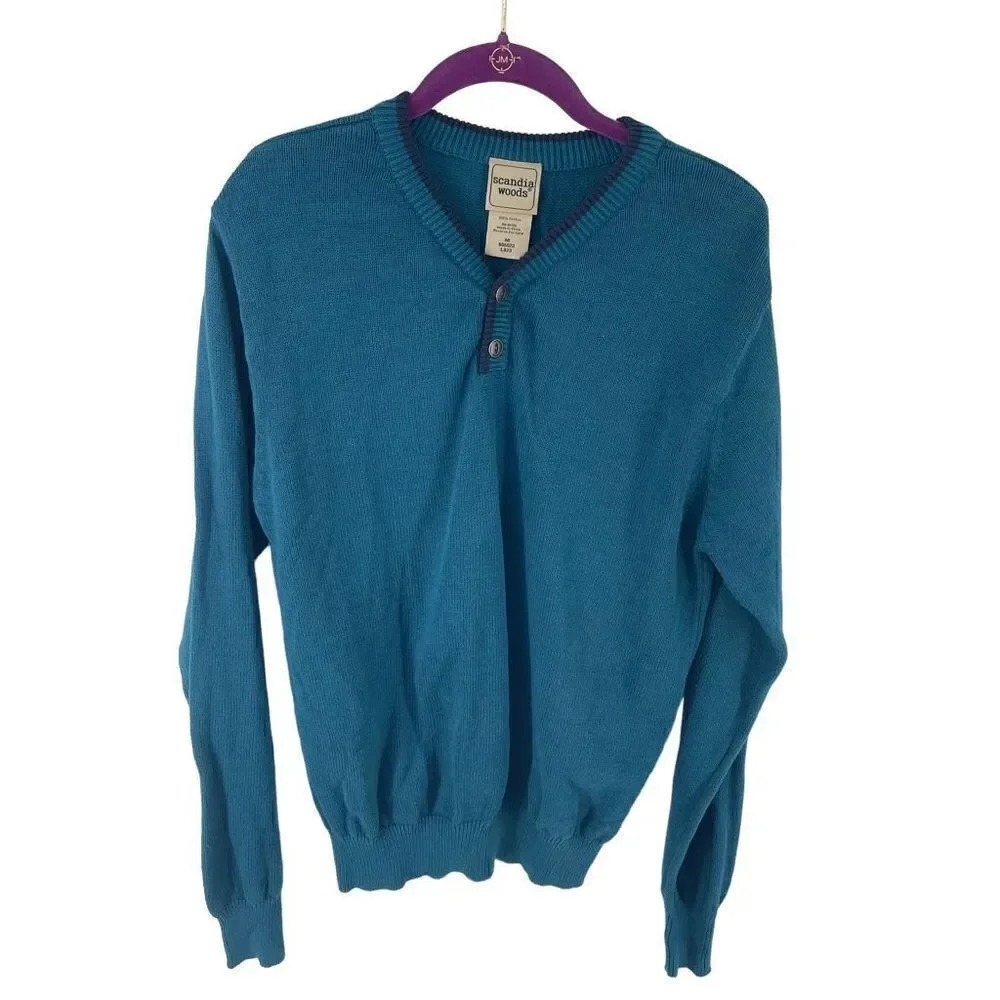 Scandia Woods mens V-neck Ribbed Knit Sweater Size M